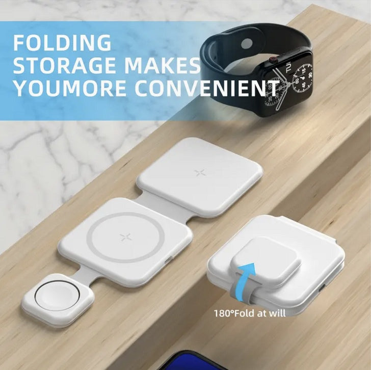 3-in-1 Magnetisch Opvouwbaar Draadloos Oplaadstation – Multi-Device Charger