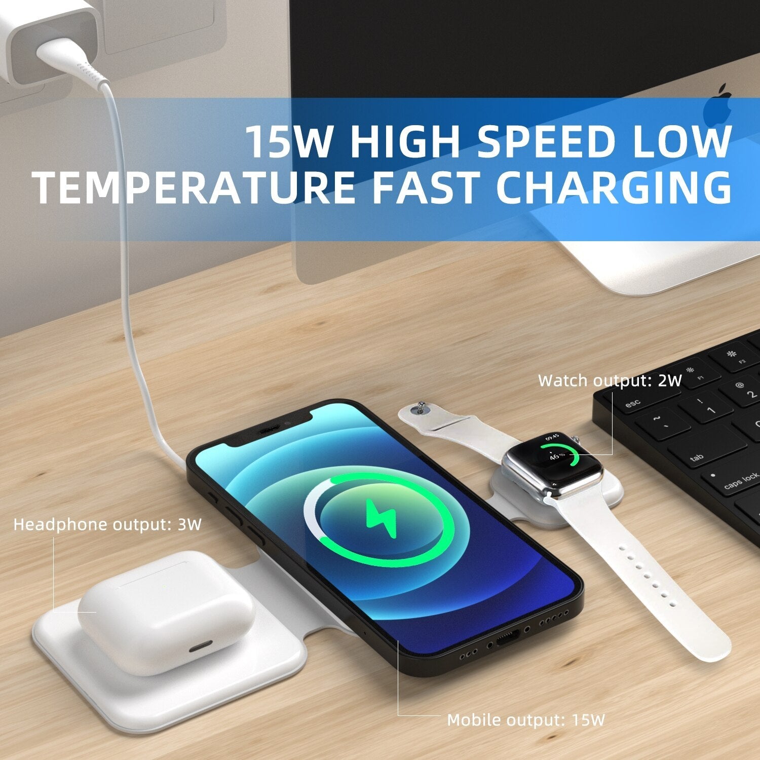 3-in-1 Magnetisch Opvouwbaar Draadloos Oplaadstation – Multi-Device Charger
